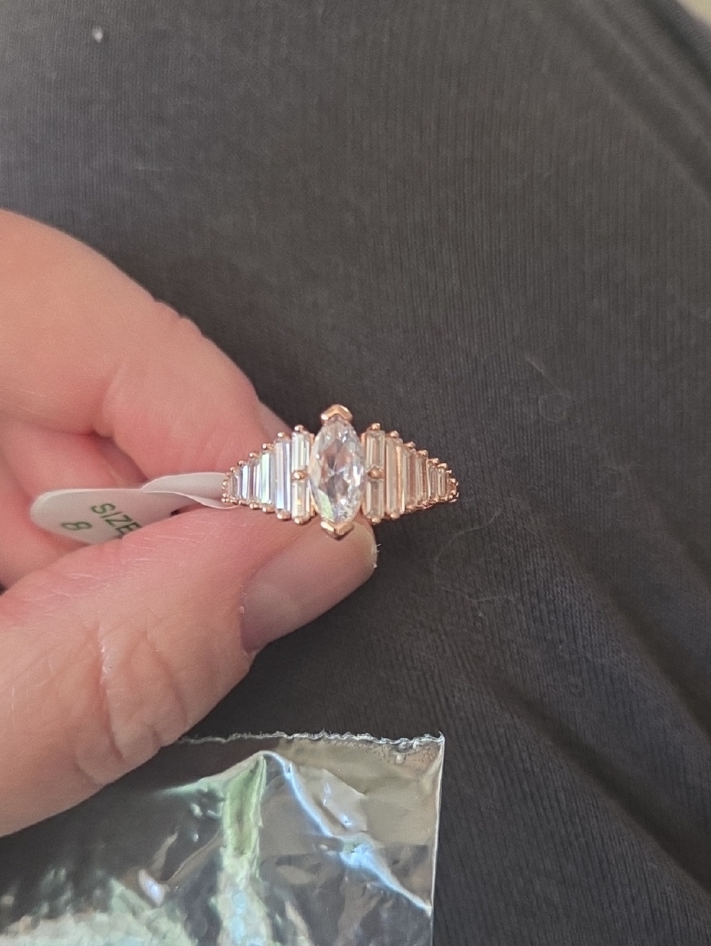 Rose Gold Marquise & Baguette CZ Ring - Elegant Women's Jewelry By Bomb Party